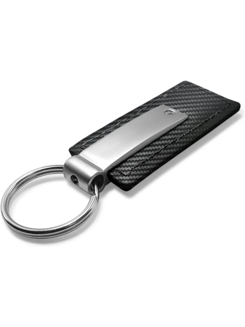 Stylish Black Carbon Fiber Texture Leather Keychain for Car Enthusiasts